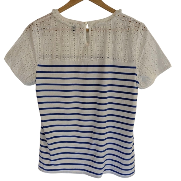 J Crew - Blue and White Striped Eyelet Top - Picture 4 of 11